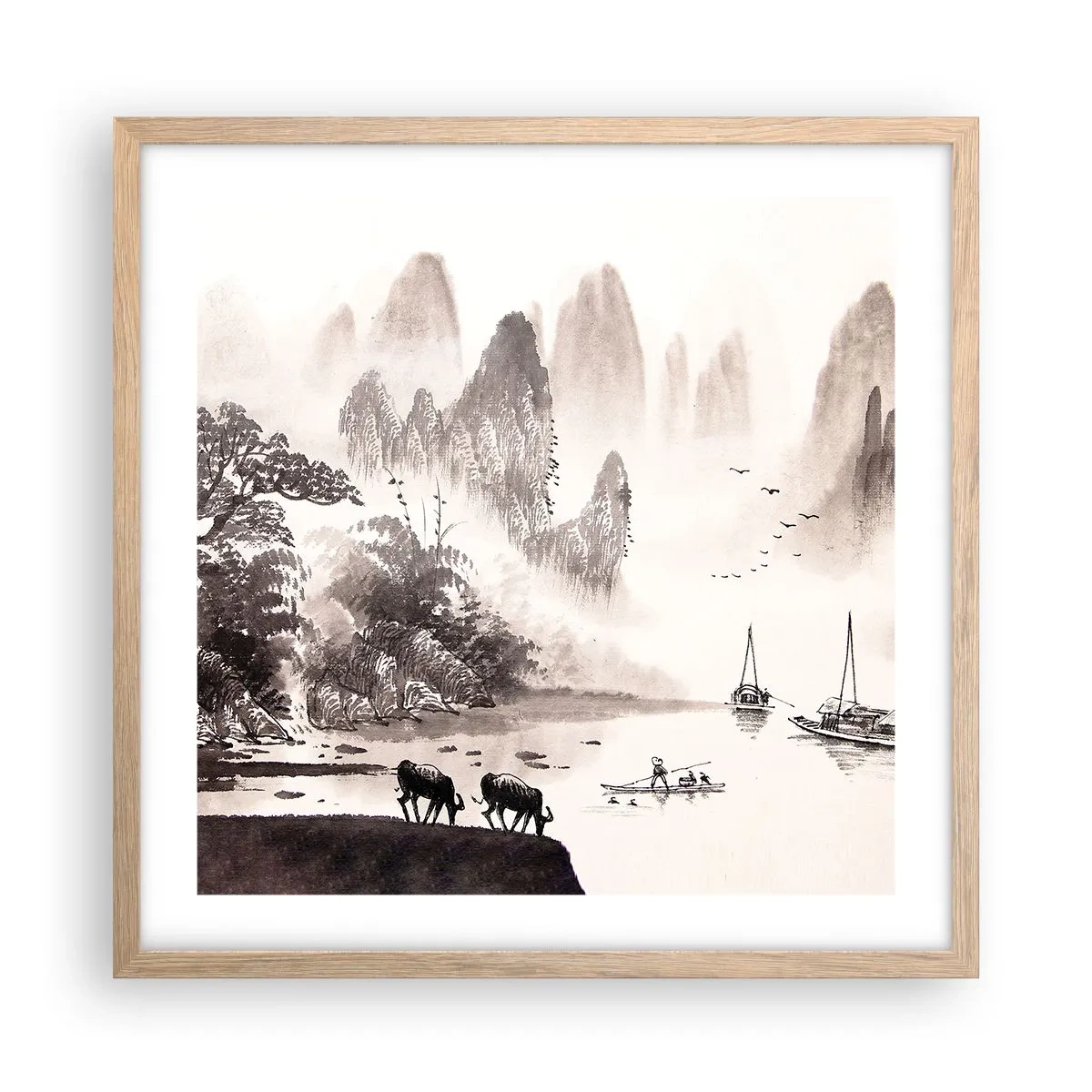 Poster in einem Rahmen aus heller Eiche - Der exotische Alltag des Ostens - 50x50 cm