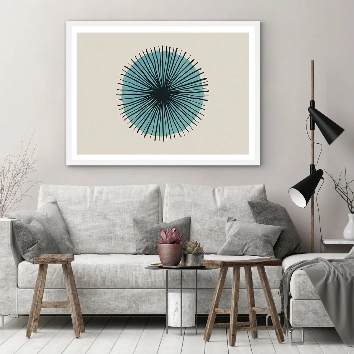 Poster in einem weißen Rahmen - Strahlend im Blau - 70x50 cm