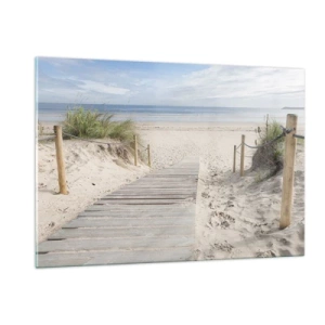 Glasbild - Bild auf glas - Weg zum Strand mit Meerblick - 120x80cm - Bis zum Horizont - Moderne Wanddekoration für Wohnzimmer und Schlafzimmer ARTTOR