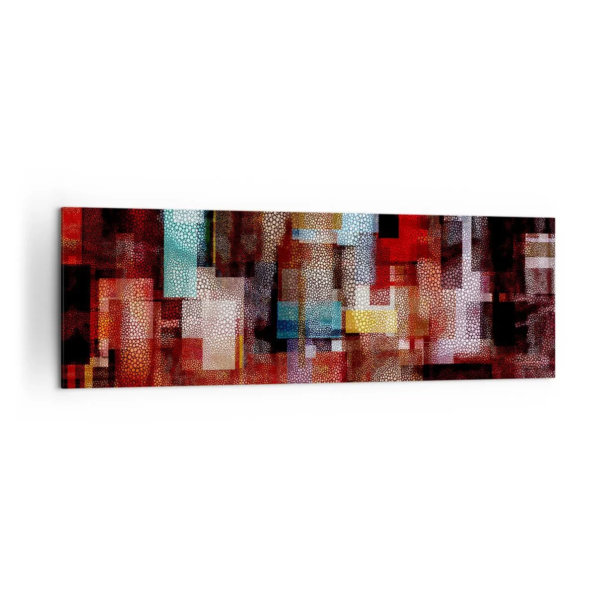 Bild auf Leinwand - Leinwandbild - Geometrische Abstraktion in intensiven Rottönen - 160x50cm - Verwirrung mit Verwirrung - Moderne Wanddekoration für Wohnzimmer und Schlafzimmer ARTTOR