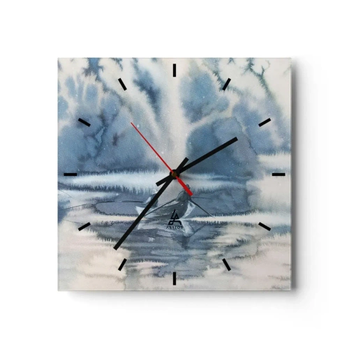 Wanduhr - Glasuhr - Angler in ihrem Paradies - 40x40 cm