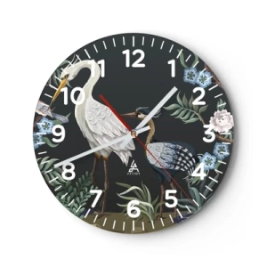 Wanduhr - Glasuhr - Vogelparade - 40x40 cm