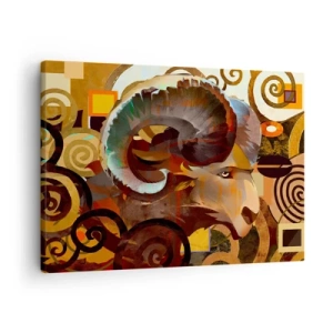 Bild auf Leinwand - Leinwandbild - Ein symbolischer Widder in einer abstrakten Komposition - 70x50cm - Magie - Religionen - Rituale - Moderne Wanddekoration für Wohnzimmer und Schlafzimmer ARTTOR