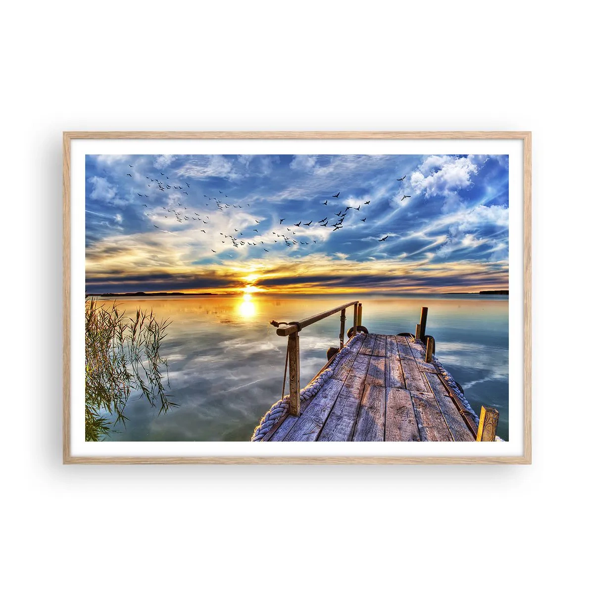 Poster in einem Rahmen aus heller Eiche - Der Wind geht zur Ruhe - 100x70 cm