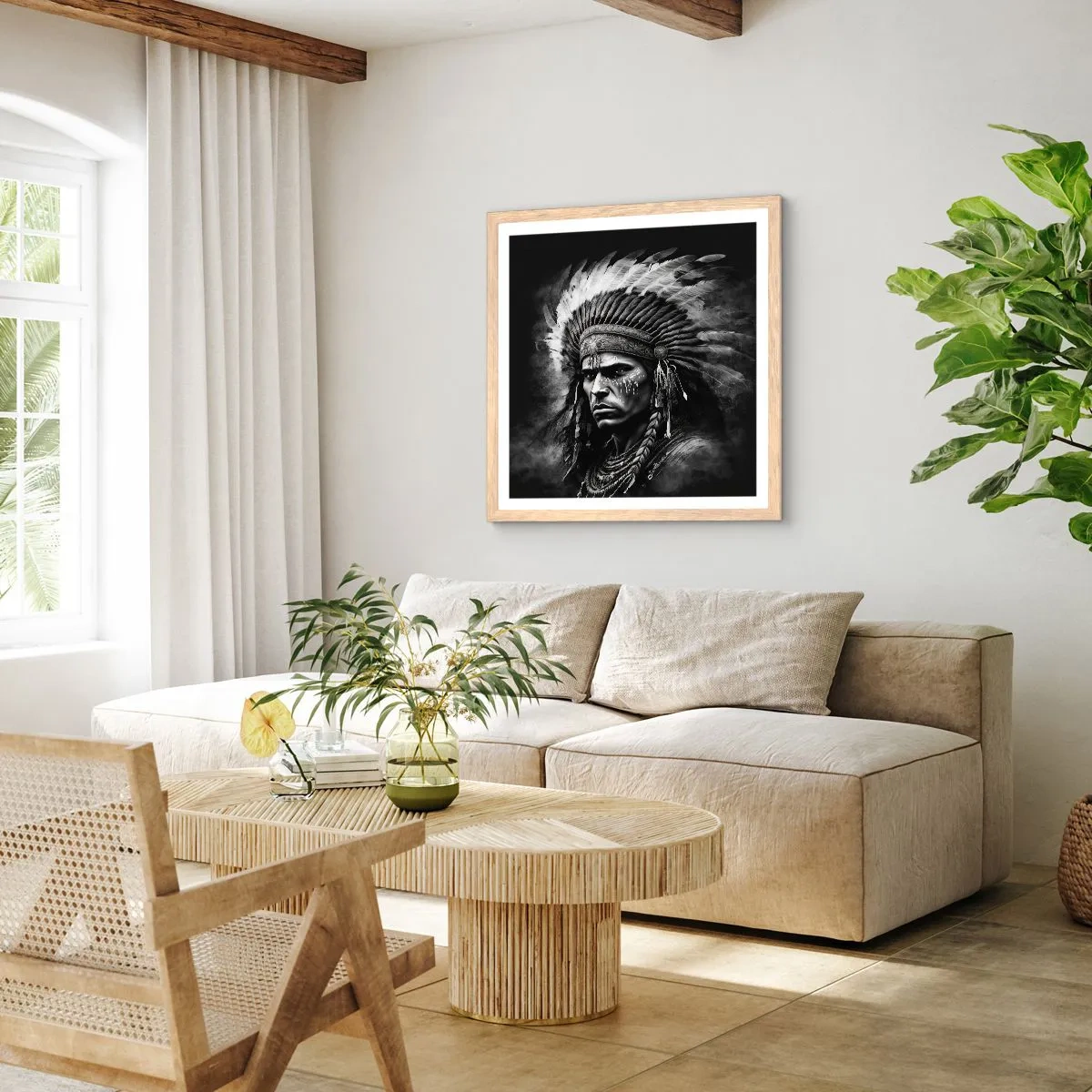 Poster in einem Rahmen aus heller Eiche - Anführer und Krieger - 40x40 cm