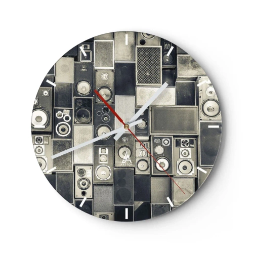 Wanduhr - Glasuhr - Lautsprecherset im Retro-Stil - 30x30cm - Und es ist alles in Ordnung - Moderne Wanddekoration für Wohnzimmer, Küche und Schlafzimmer ARTTOR
