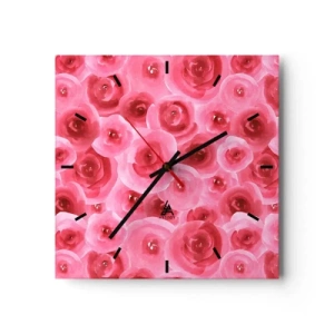 Wanduhr - Glasuhr - Oben und unten Rosen - 40x40 cm