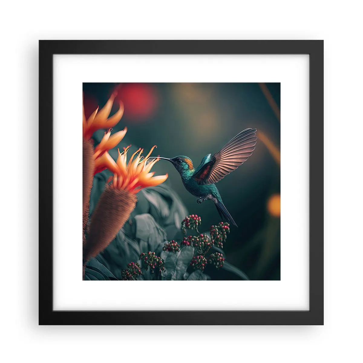 Poster in einem schwarzem Rahmen - Wirklich buntes Leben - 30x30 cm