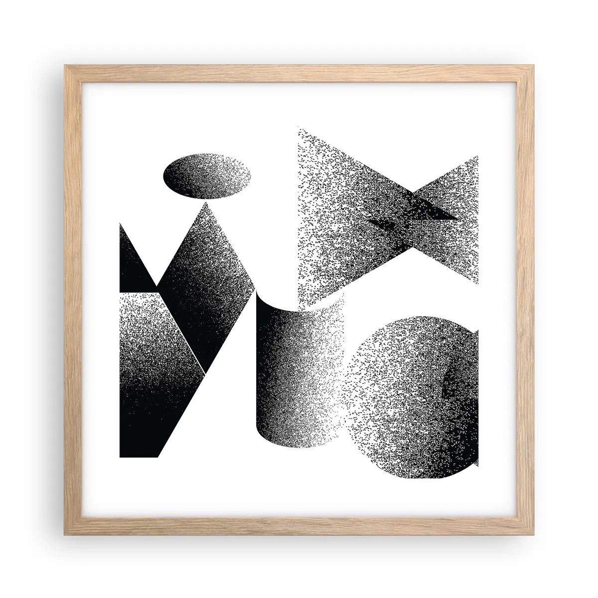 Poster in einem Rahmen aus heller Eiche - Winkel und Ovale - 40x40 cm