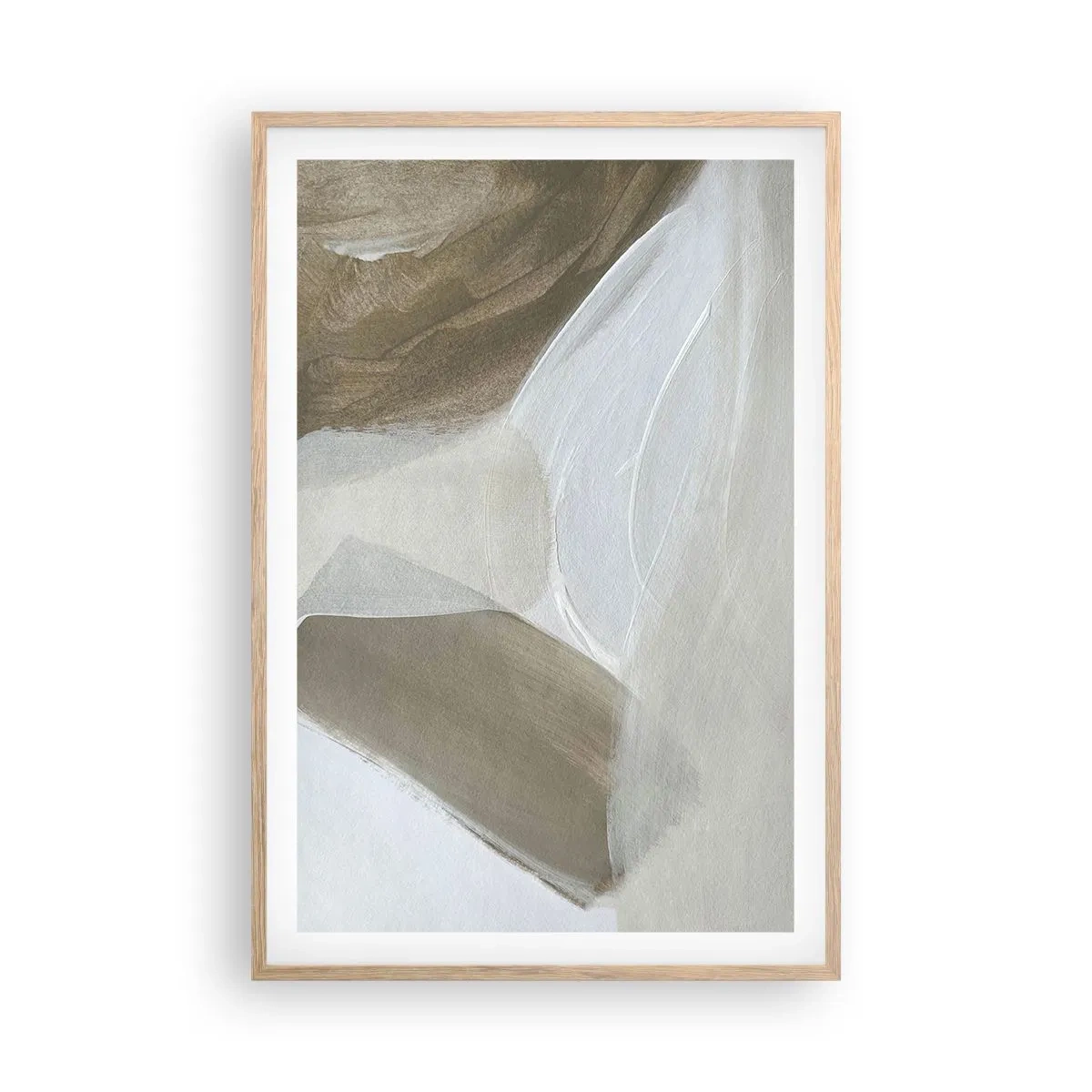 Poster in einem Rahmen aus heller Eiche - Welle aus Weiß - 61x91 cm