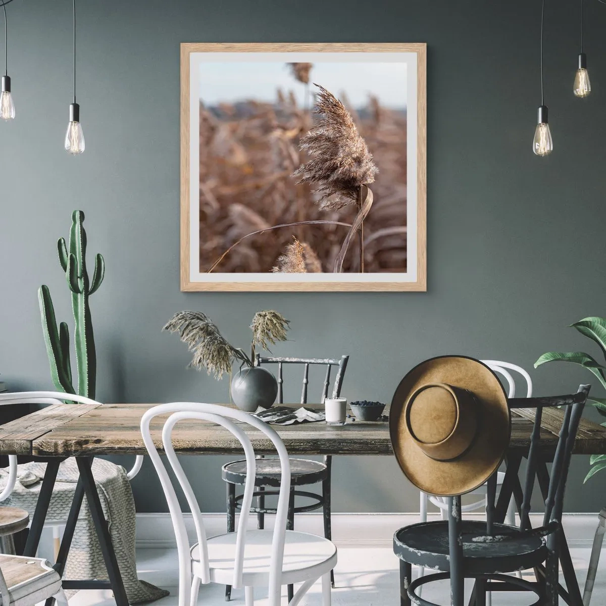 Poster in einem Rahmen aus heller Eiche - Zeit, mit dem Wind zu gehen - 60x60 cm