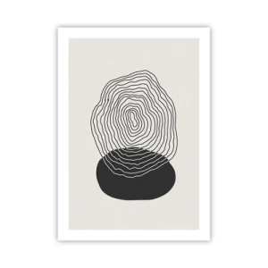 Poster - Schwarze Linien bilden eine abstrakte Form auf hellem Hintergrund - 50x70cm - Dauer und Schwingung - Moderne Wanddekoration für Wohnzimmer und Schlafzimmer ARTTOR