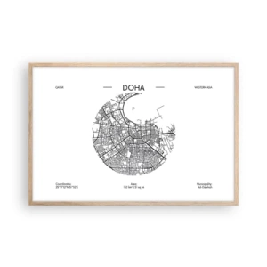 Poster in einem Rahmen aus heller Eiche - Anatomie von Doha - 91x61 cm