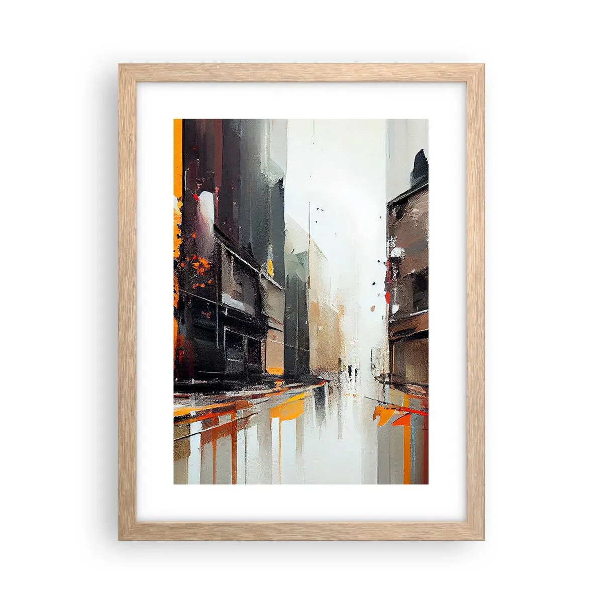 Poster in einem Rahmen aus heller Eiche - Regnerischer Tag - 30x40 cm