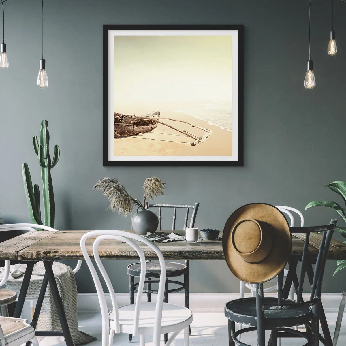 Poster in einem schwarzem Rahmen - Erinnerung an die Südsee - 60x60 cm