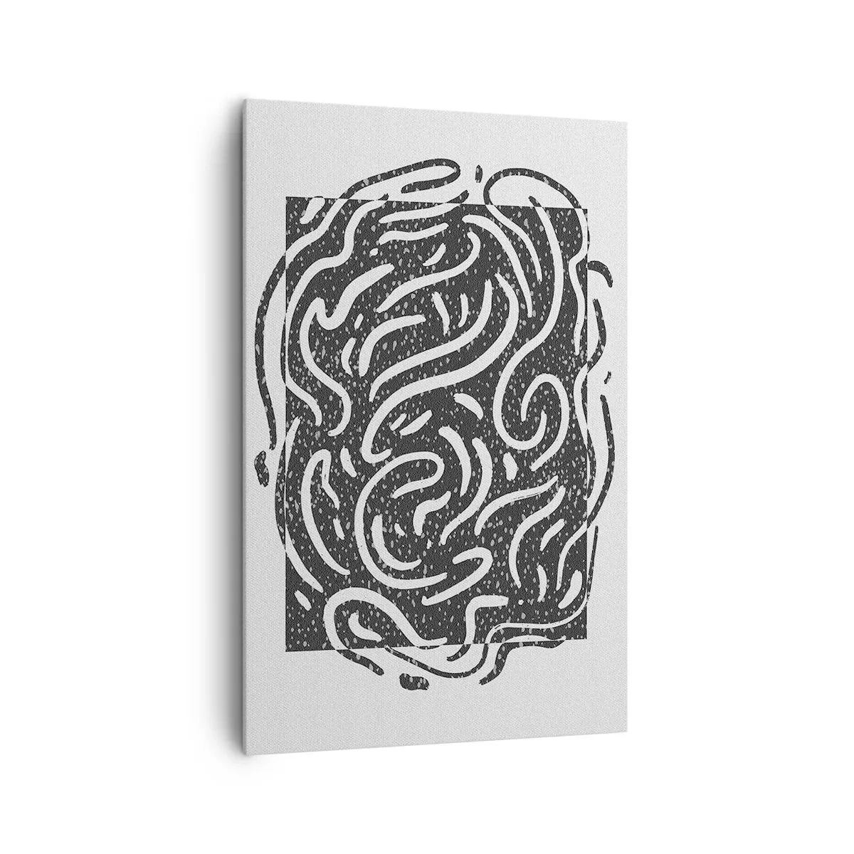 Bild auf Leinwand - Leinwandbild - Schwarz-Weiß-Abstraktion im geometrischen Stil - 80x120cm - Abstraktion: Freudentanz - Moderne Wanddekoration für Wohnzimmer und Schlafzimmer ARTTOR