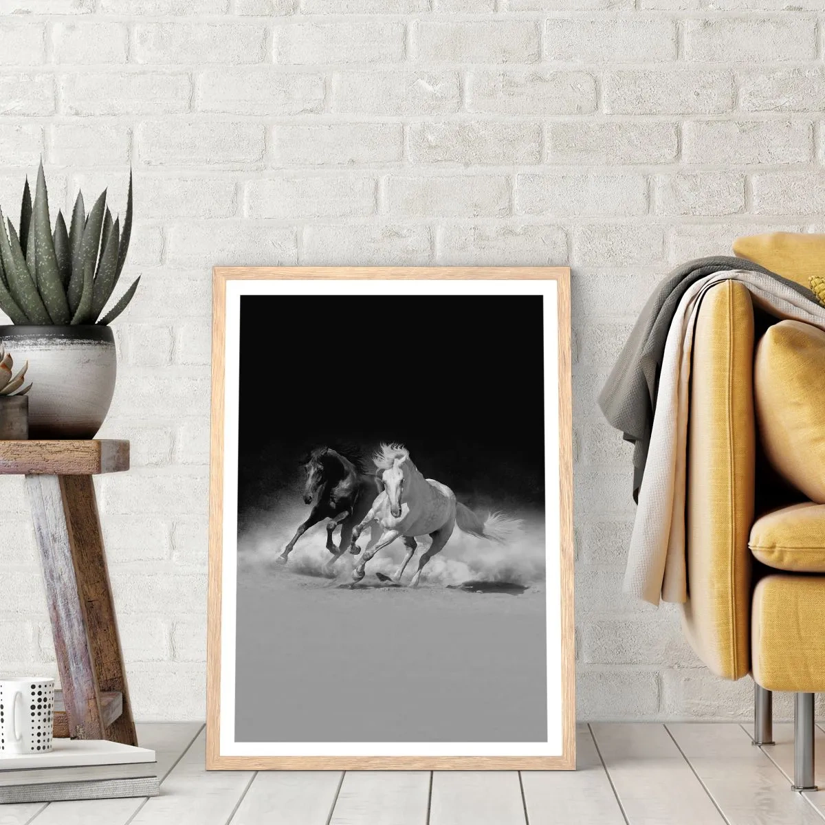 Poster in einem Rahmen aus heller Eiche - Galopp der Freiheit - 50x70 cm