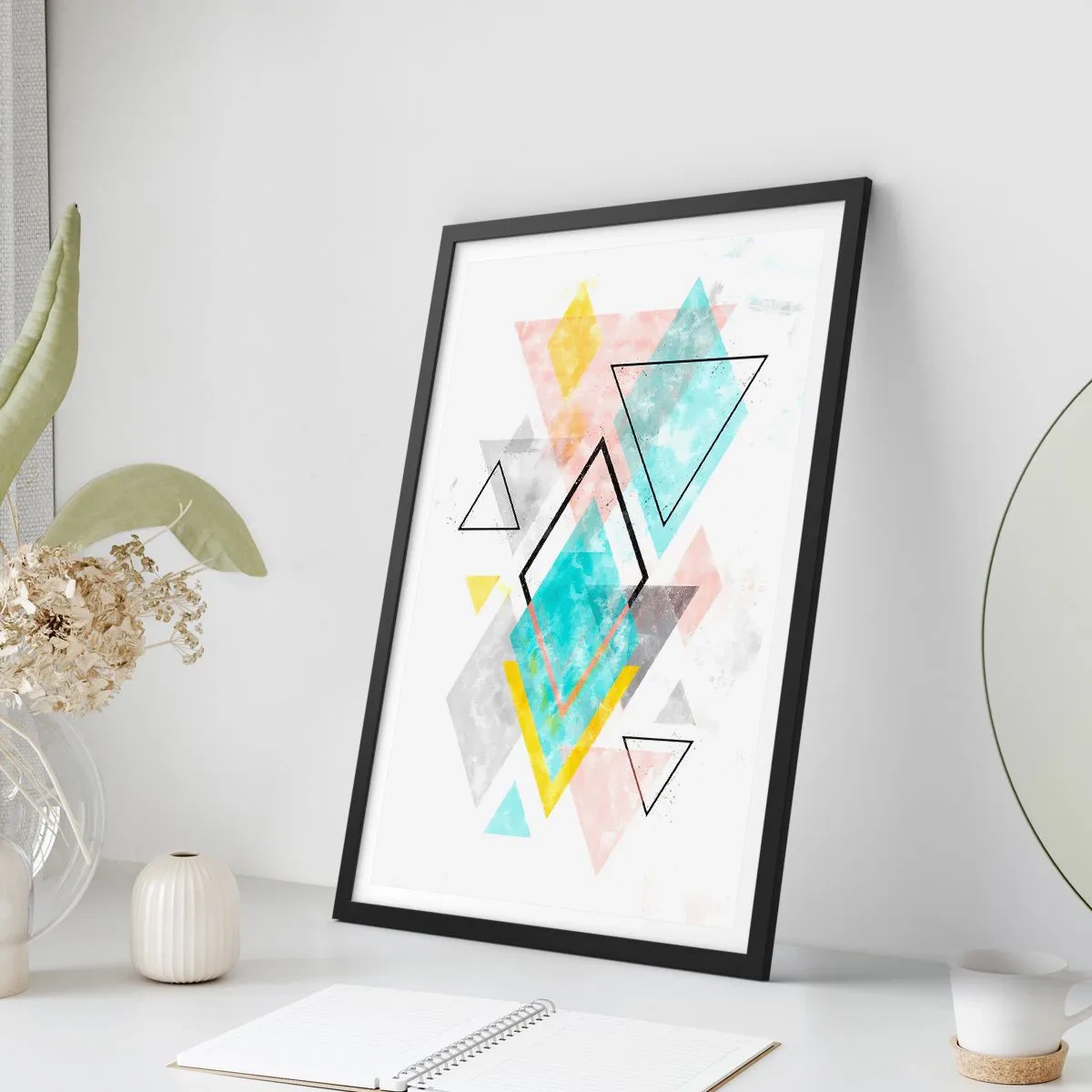 Poster in einem schwarzem Rahmen - Geometrisches Spiel - 40x50 cm