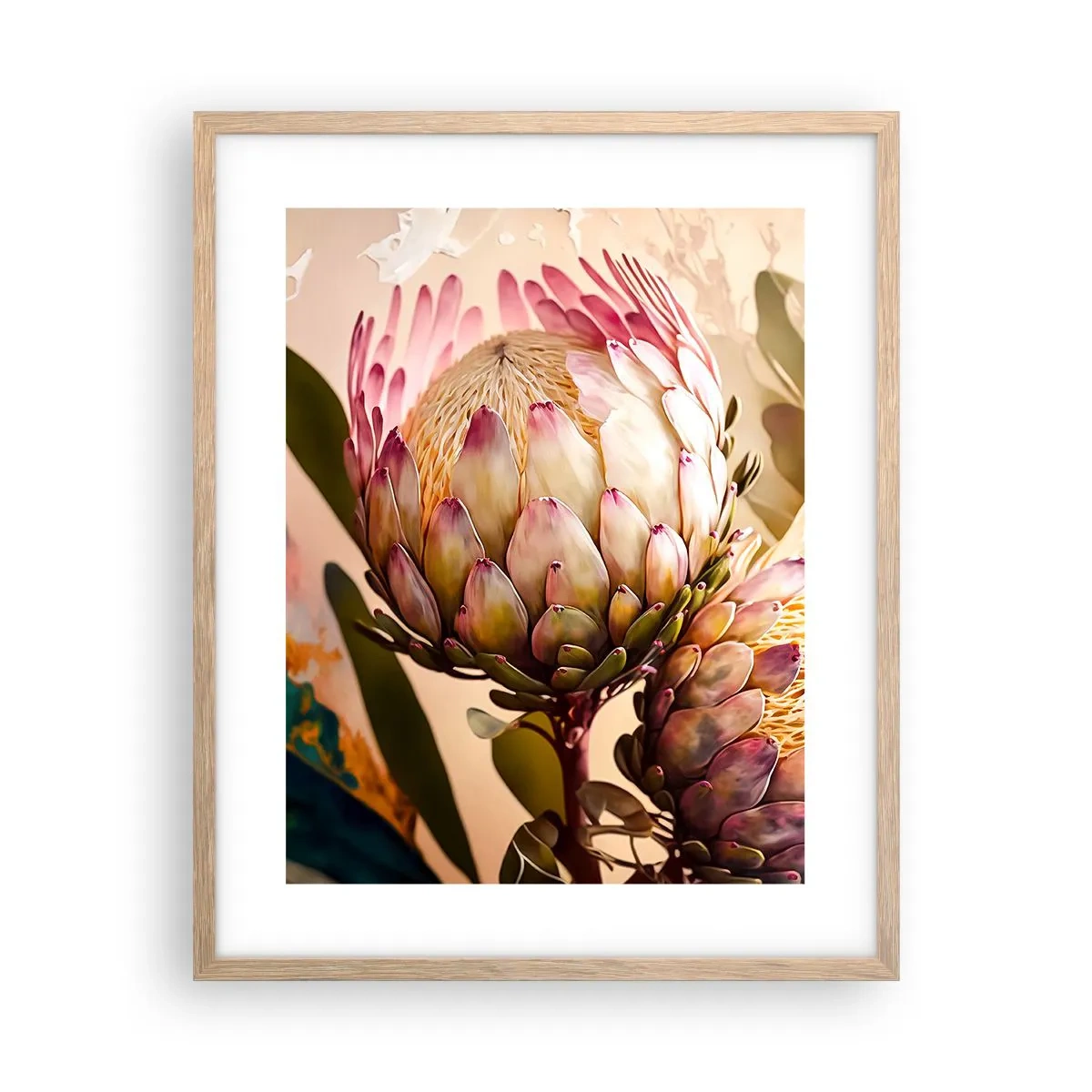 Poster in einem Rahmen aus heller Eiche - Zärtlich umarmt - 40x50 cm