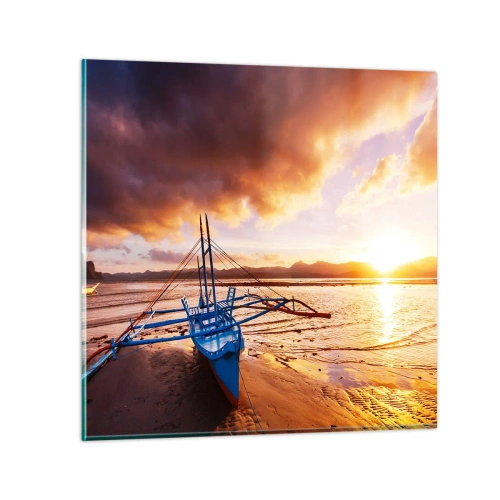 Glasbild - Bild auf glas - Nach einem Tag sich im Sand ausstrecken - 60x60 cm