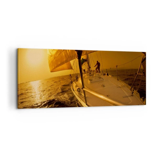 Bild auf Leinwand - Leinwandbild - Ein goldener Abend nach einem bunten Tag - 100x40 cm