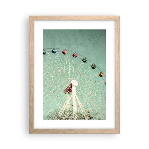 Poster in einem Rahmen aus heller Eiche - Wir laden zum Spiel ein - 30x40 cm