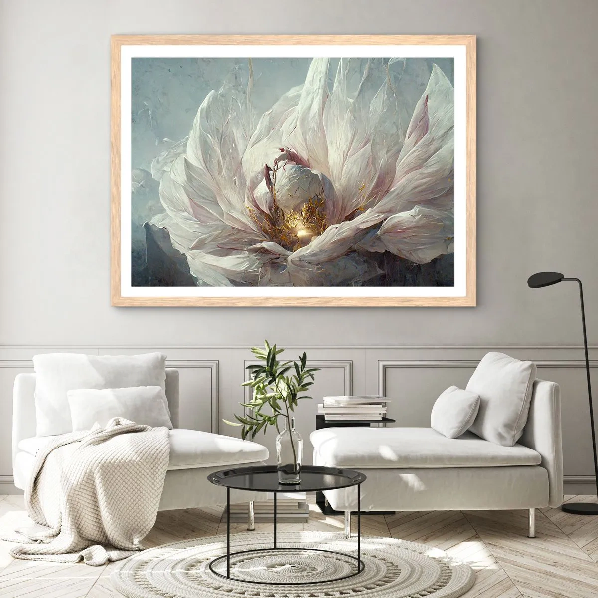 Poster in einem Rahmen aus heller Eiche - Sie blüht alle hundert Jahre einmal - 91x61 cm