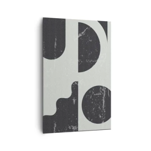 Bild auf Leinwand - Leinwandbild - Geometrische Muster in Schwarz- und Grautönen - 80x120cm - Komposition oben und unten - Moderne Wanddekoration für Wohnzimmer und Schlafzimmer ARTTOR