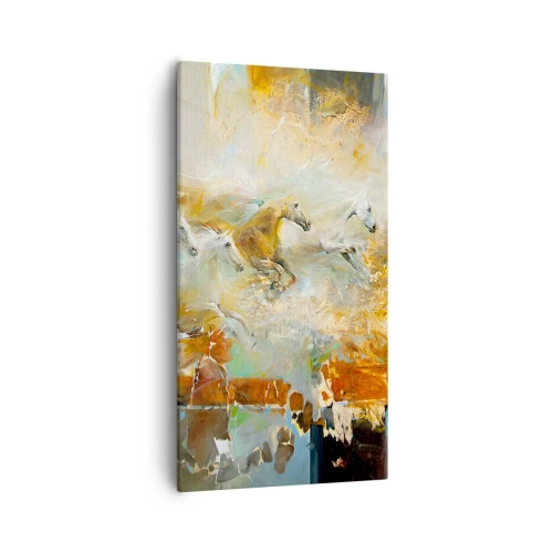 Bild auf Leinwand - Leinwandbild - Im Galopp durch das Licht - 55x100 cm