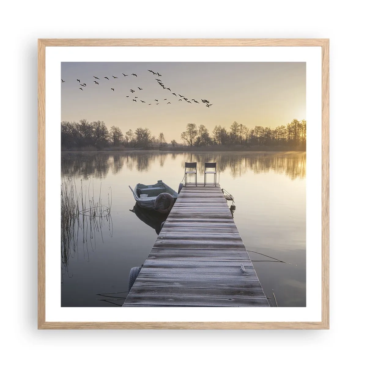 Poster in einem Rahmen aus heller Eiche - Ich komme nach einiger Zeit zurück - 60x60 cm