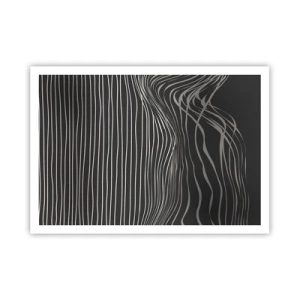 Poster - Weiße Linien auf dunkelgrauem Hintergrund in abstrakter Anordnung - 100x70cm - Rhythmus und Akzent - Moderne Wanddekoration für Wohnzimmer und Schlafzimmer ARTTOR