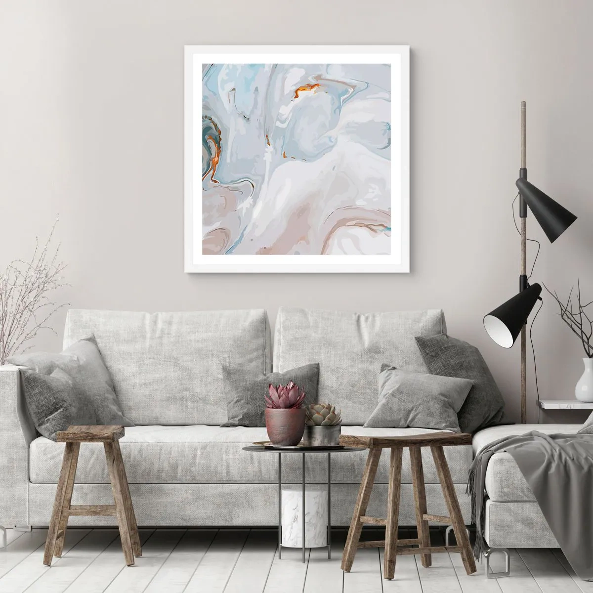 Poster in einem weißen Rahmen - Das Weiß wird erhoben - 40x40 cm