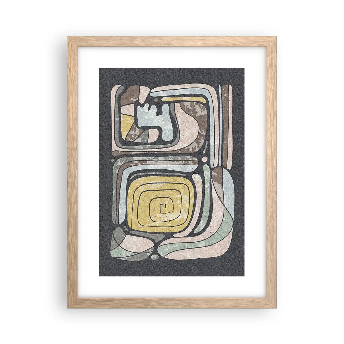 Poster in einem Rahmen aus heller Eiche - Abstraktion im präkolumbianischen Geist - 30x40 cm
