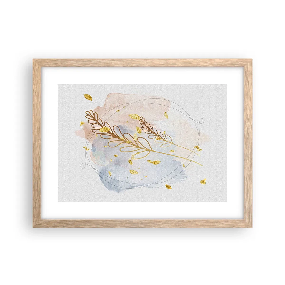 Poster in einem Rahmen aus heller Eiche - Goldenr Hauch - 40x30 cm