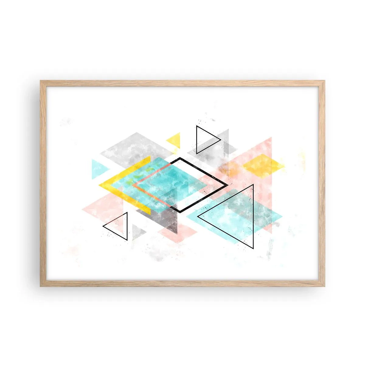 Poster in einem Rahmen aus heller Eiche - Geometrisches Spiel - 70x50 cm