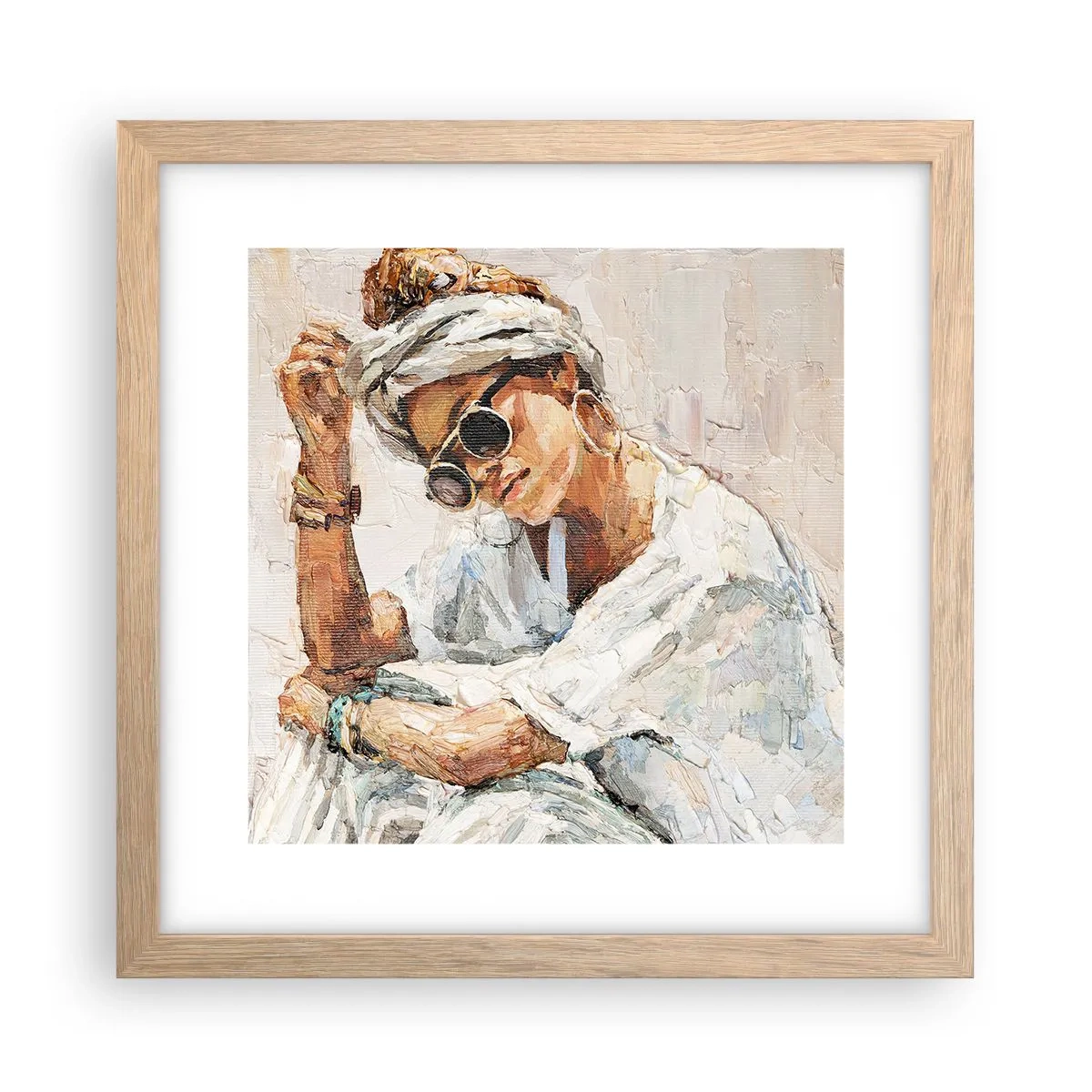 Poster in einem Rahmen aus heller Eiche - Porträt in voller Sonne - 30x30 cm