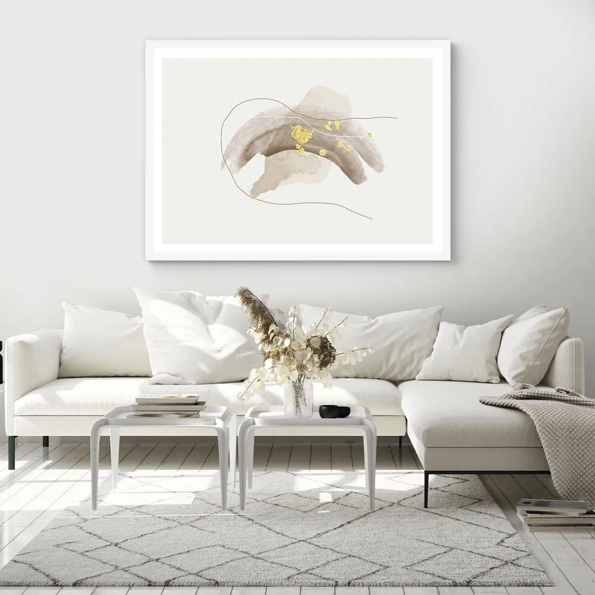 Poster in einem weißen Rahmen - Im Weltraum begegnet - 70x50 cm