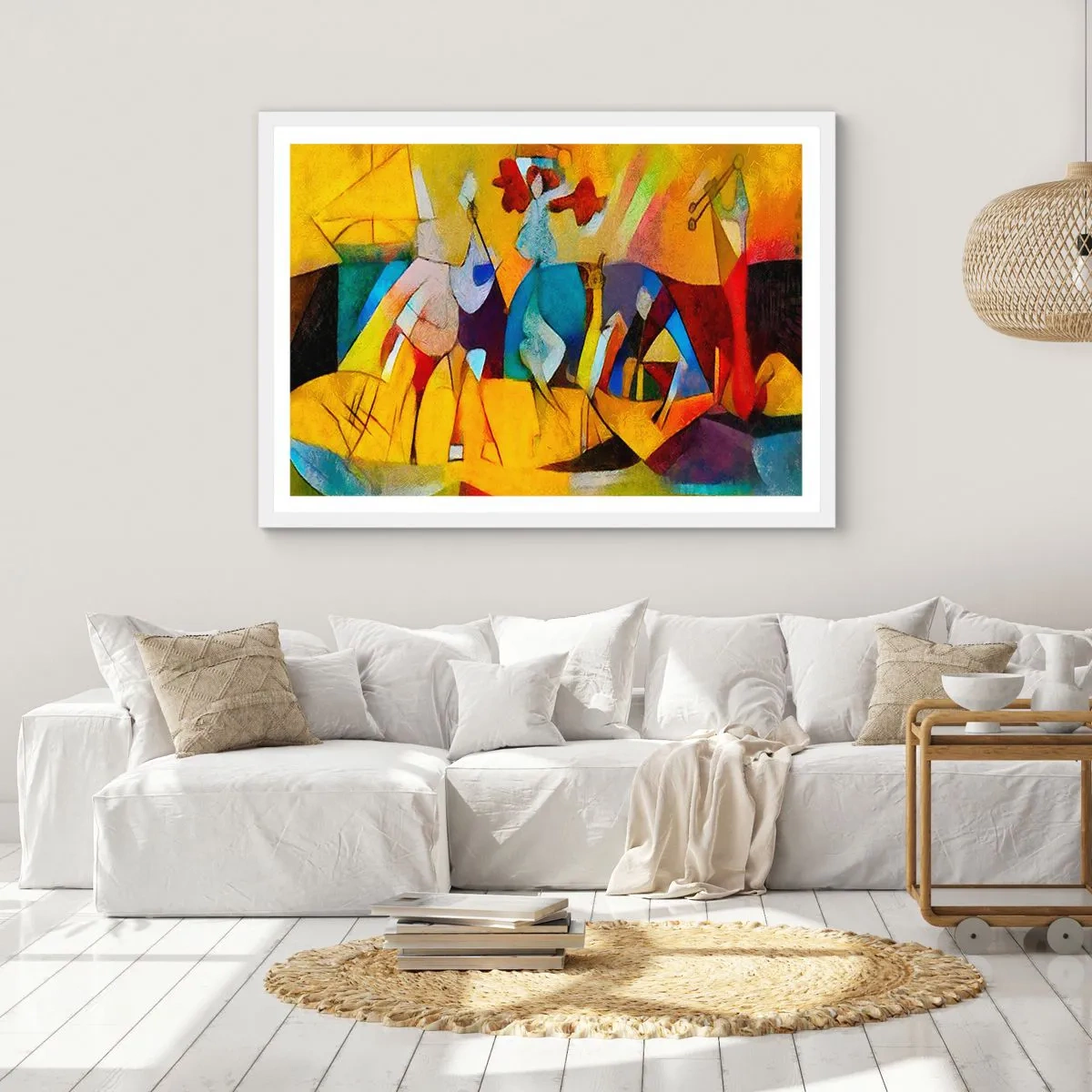 Poster in einem weißen Rahmen - Sonne - Leben - Freude - 91x61 cm