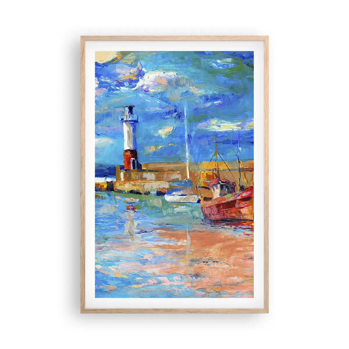 Poster in einem Rahmen aus heller Eiche - Ein Nachmittag in der Regenbogenbucht - 61x91 cm