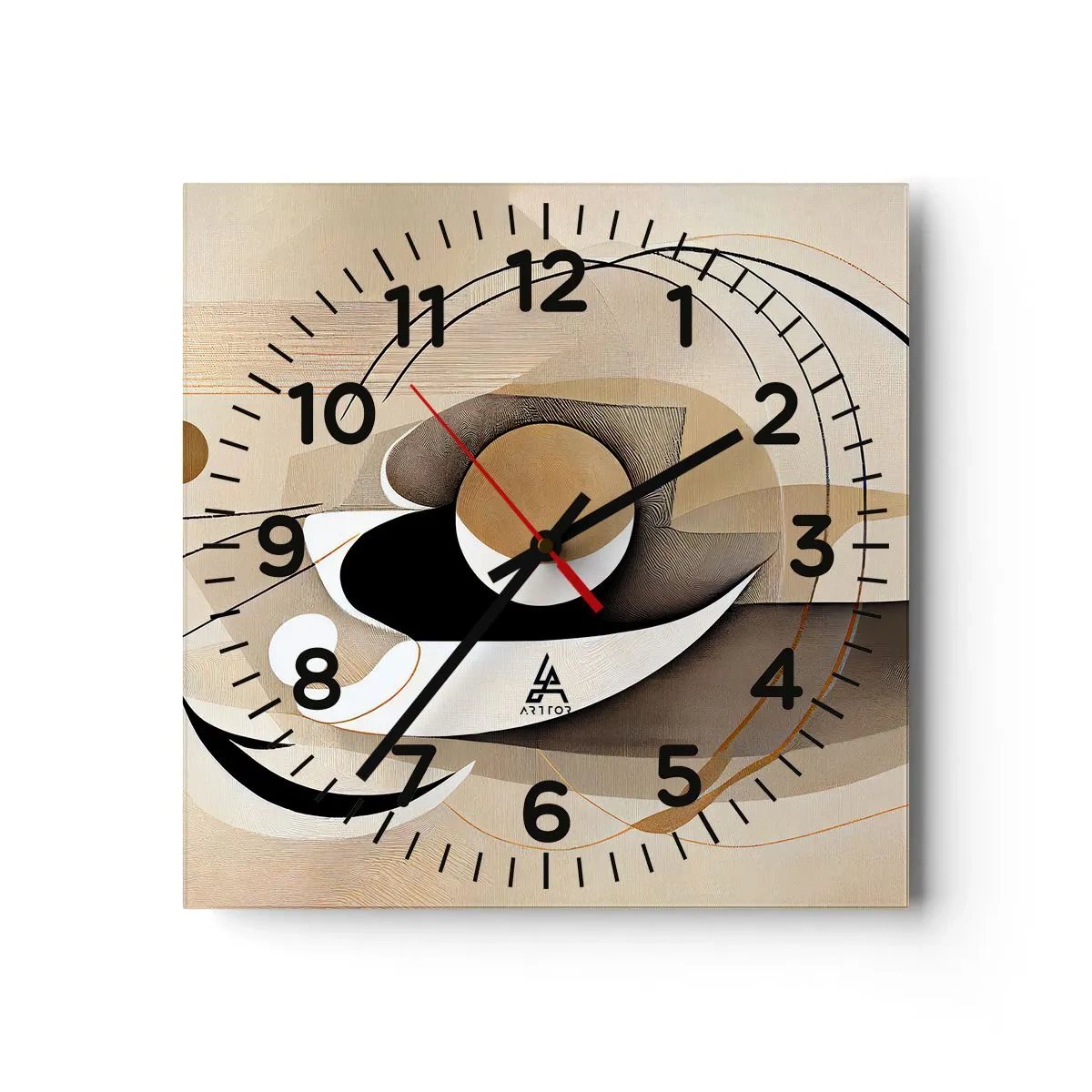 Wanduhr - Glasuhr - Komposition: die Essenz des Wortes - 40x40 cm