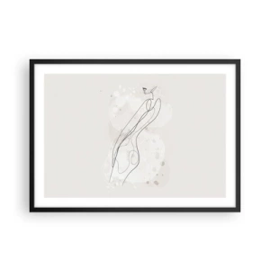 Poster in einem schwarzem Rahmen - Eine subtile Silhouettenskizze im minimalistischen Stil - 70x50cm - Der Blick schweift - Moderne Wanddekoration für Wohnzimmer und Schlafzimmer ARTTOR