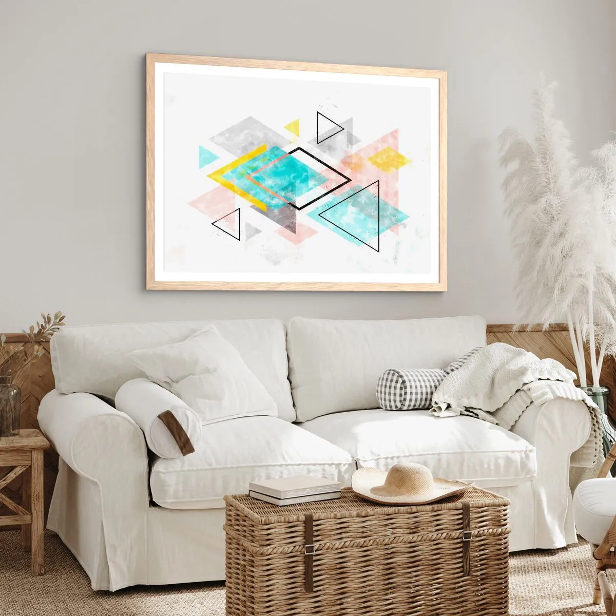 Poster in einem Rahmen aus heller Eiche - Geometrisches Spiel - 70x50 cm