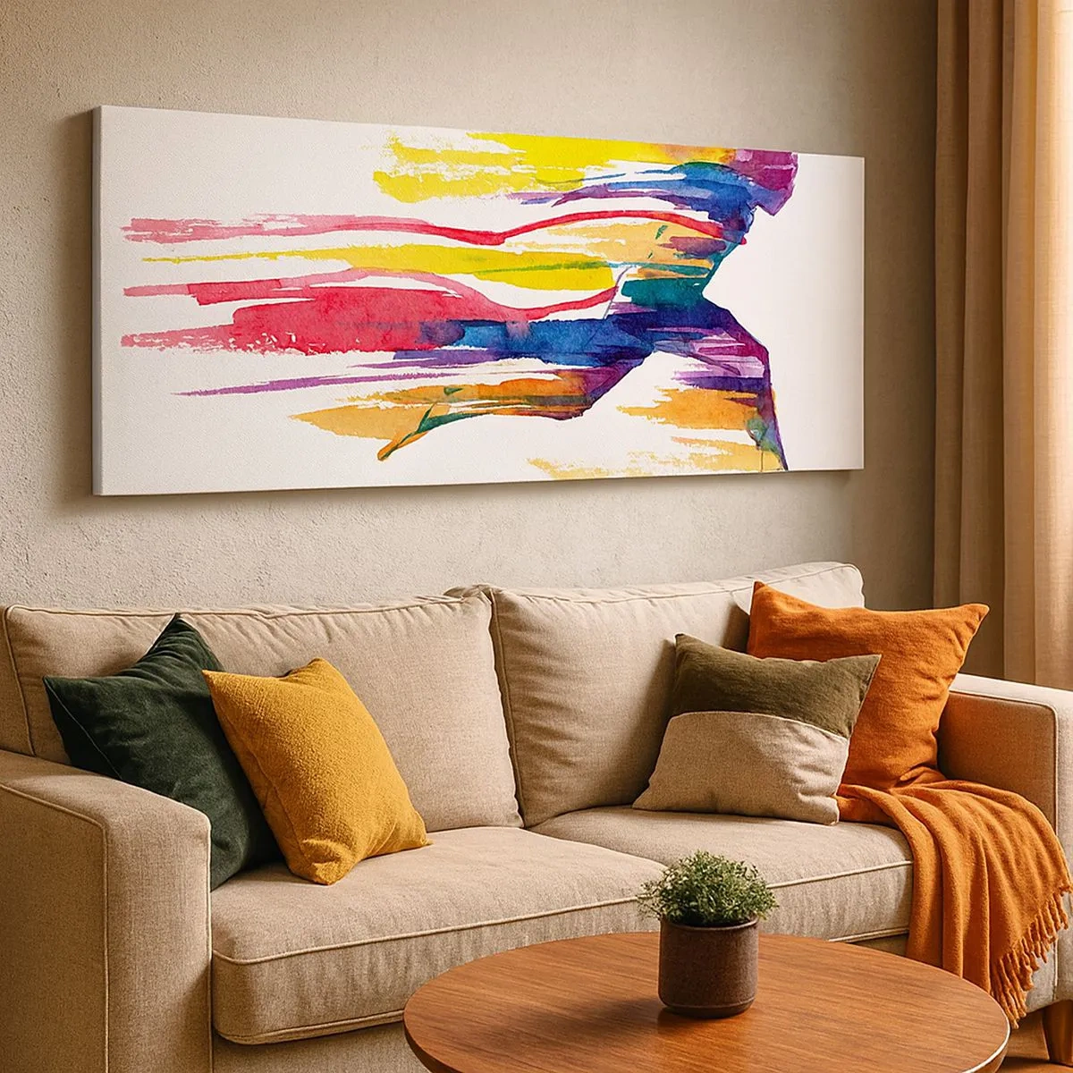 Bild auf Leinwand - Leinwandbild - Über den Regenbogen laufen - 100x40 cm
