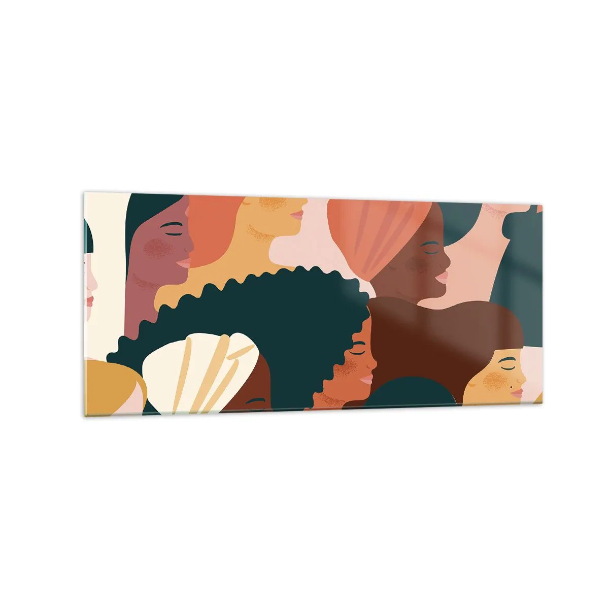 Glasbild - Bild auf glas - Farbenfrohe Frauenprofile in verschiedenen Stilen - 120x50cm - Nur Weiblichkeit - Moderne Wanddekoration für Wohnzimmer und Schlafzimmer ARTTOR