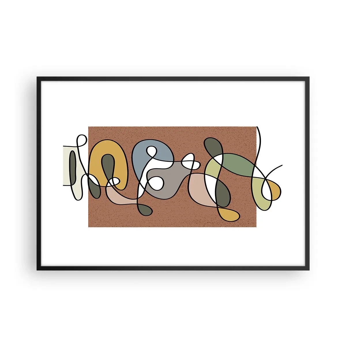 Poster in einem schwarzem Rahmen - Bunte Abstraktion mit Punkten und Linien - 100x70cm - Abstraktion, die ein Lächeln wert ist - Moderne Wanddekoration für Wohnzimmer und Schlafzimmer ARTTOR