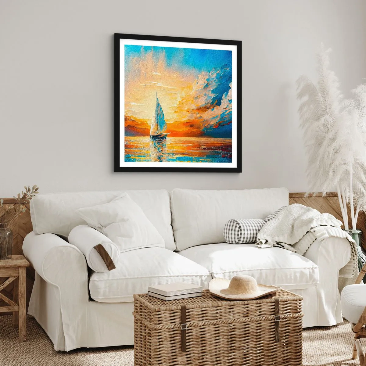 Poster in einem schwarzem Rahmen - In Gold segeln - 30x30 cm