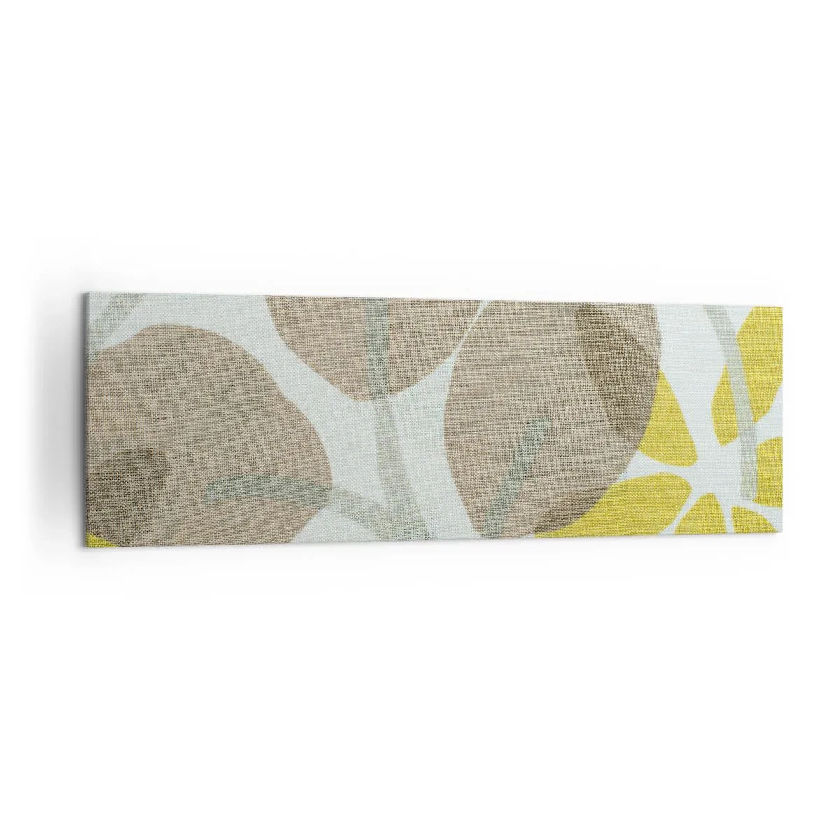 Bild auf Leinwand - Leinwandbild - Abstrakte Blätter in Beige- und Gelbtönen - 160x50cm - Komposition in voller Sonne - Moderne Wanddekoration für Wohnzimmer und Schlafzimmer ARTTOR