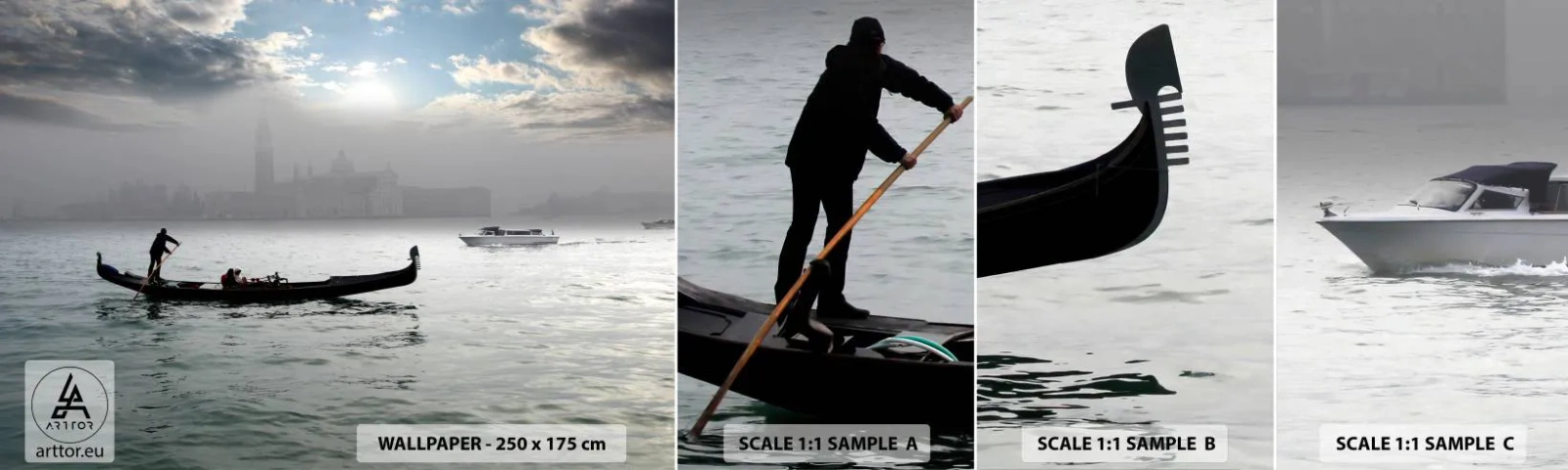 Fototapetenmuster Standard Eco - Eine fabelhafte Stadt aus Wasser und Nebel - Landschaft, Stadt, Venedig - 100x30 cm