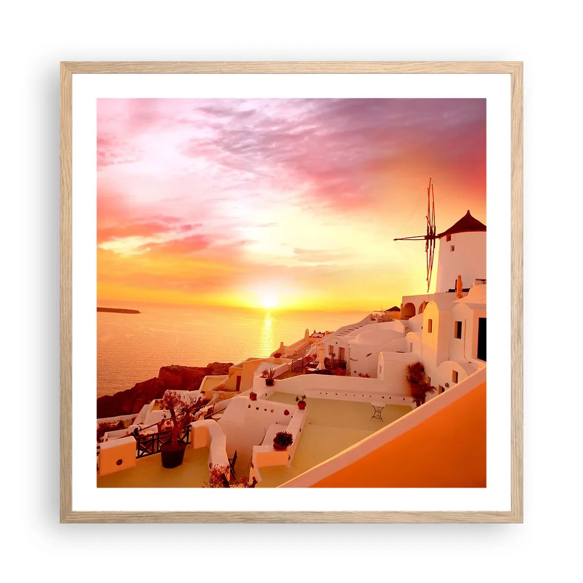 Poster in einem Rahmen aus heller Eiche - In Weiß und Gold schmelzen - 60x60 cm