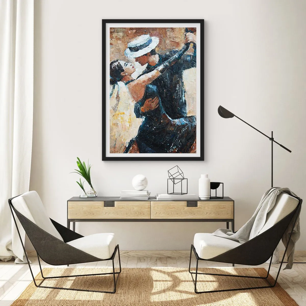 Poster in einem schwarzem Rahmen - Tänzer in eleganter artistischer Pose - 50x70cm - A la Rudolf Valentino - Moderne Wanddekoration für Wohnzimmer und Schlafzimmer ARTTOR